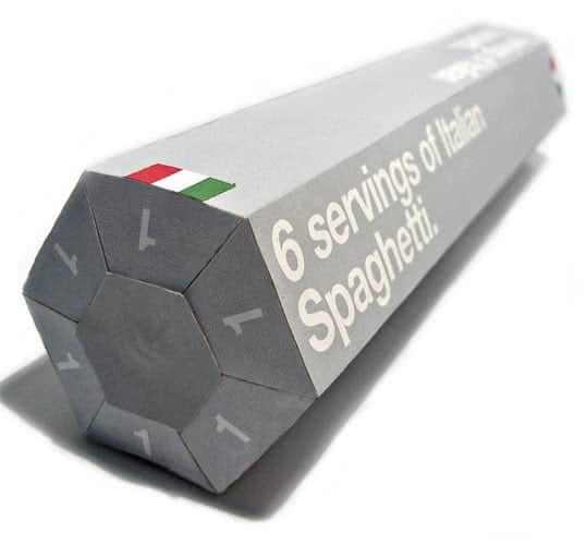 Packaging for 6 servings of Italian spaghetti