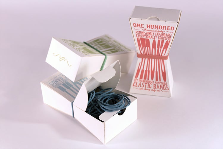 Functional packaging for elastic bands