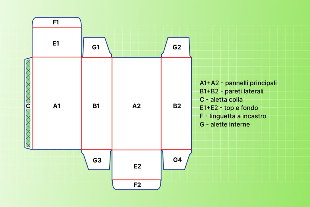 Sezioni del corpo della scatola