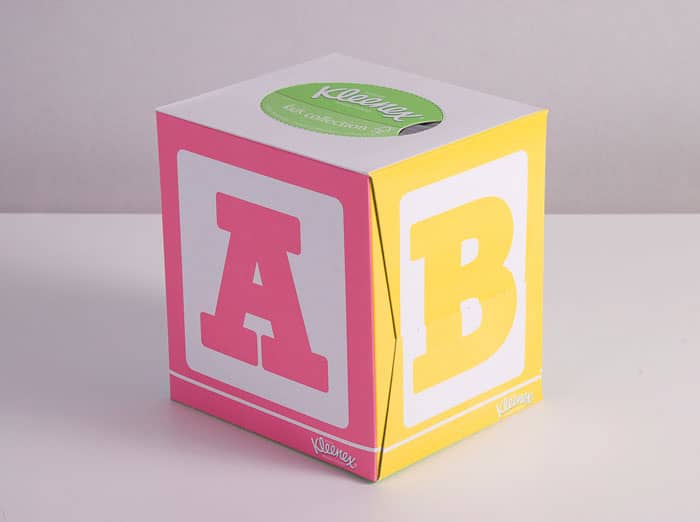 Kleenex ABC packaging for kids