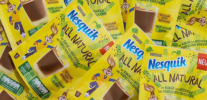 Nesquik All Natural plastic-free packagings sustainability
