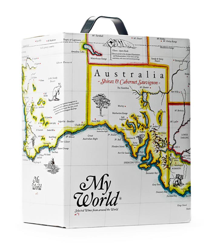 map-inspired bag in box wine