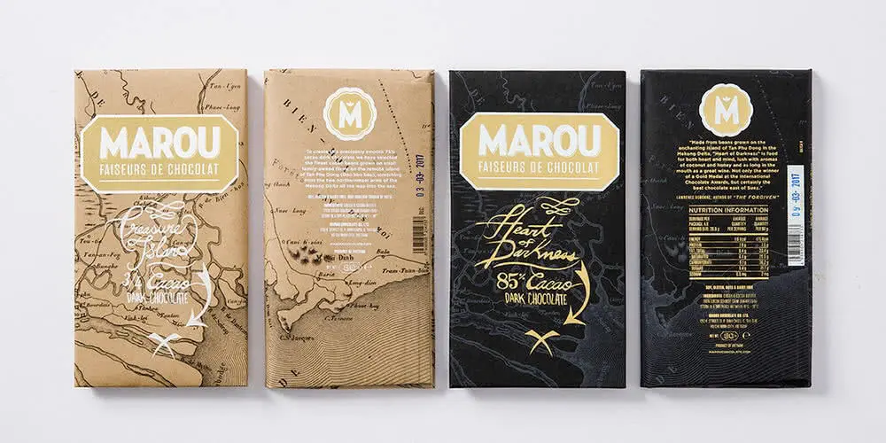 packaging design ispirato a mappe e cartine geografiche
