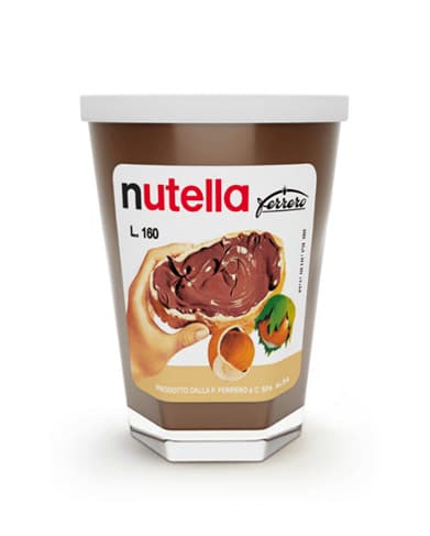Glass Nutella container with white cap