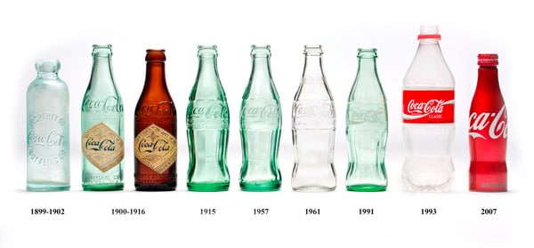 Subsequent prototypes of Coca-Cola bottles