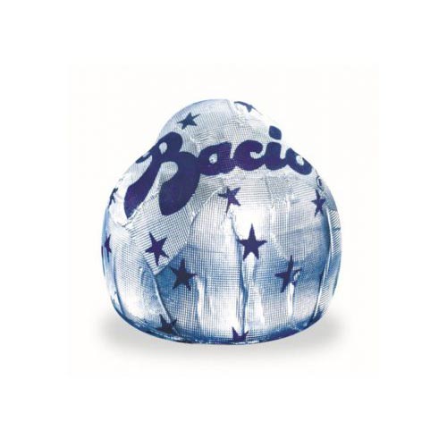 The silver and blue wrapping for the Bacio
