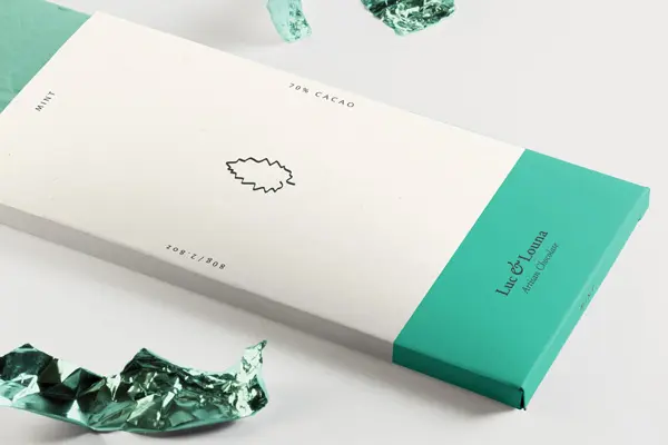 Minimal packaging for flavored chocolate
