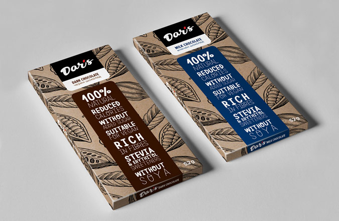 Paper packs for vegan chocolate