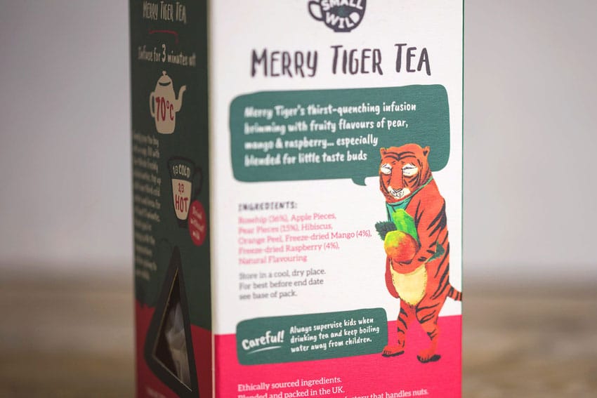 The merry tiger on the packaging design of children's tea