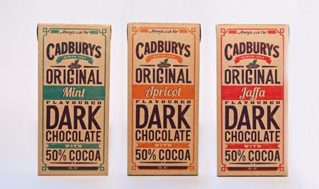 Cardburys dark chocolate packaging