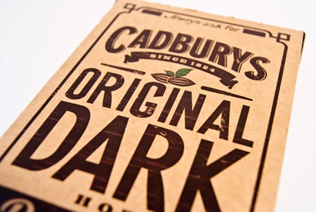 Packaging for Cardburys original dark chocolate