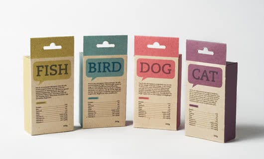 “Fish, Bird, Dog & Cat” packaging by Sara Strand