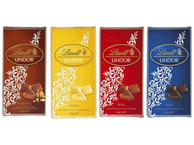 Lindor chococolate bars packaging by Lindt