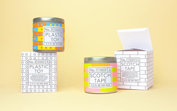 Daily Affections colorful candle packaging