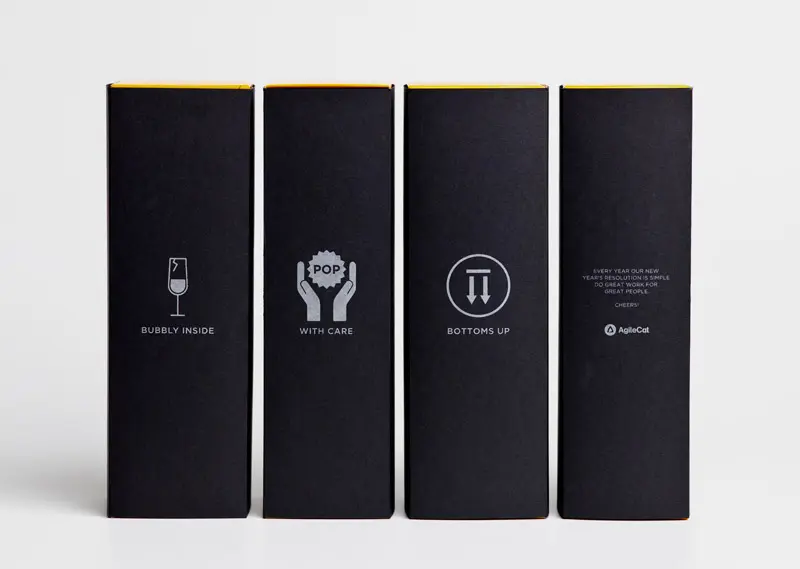 Packaging and advertising for champagne boxes