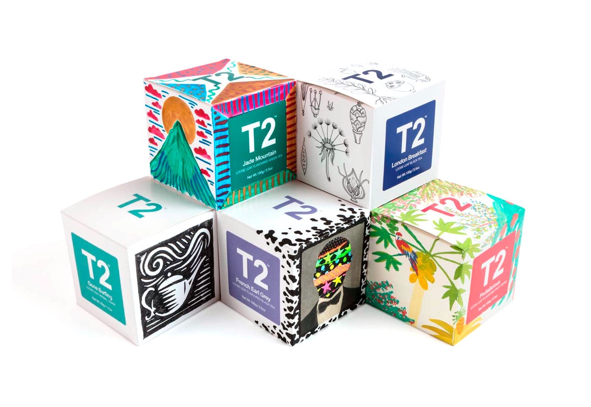 London artists packaging design for T2