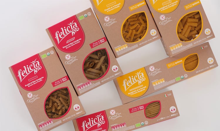 Simple and colorful packaging of organic pasta