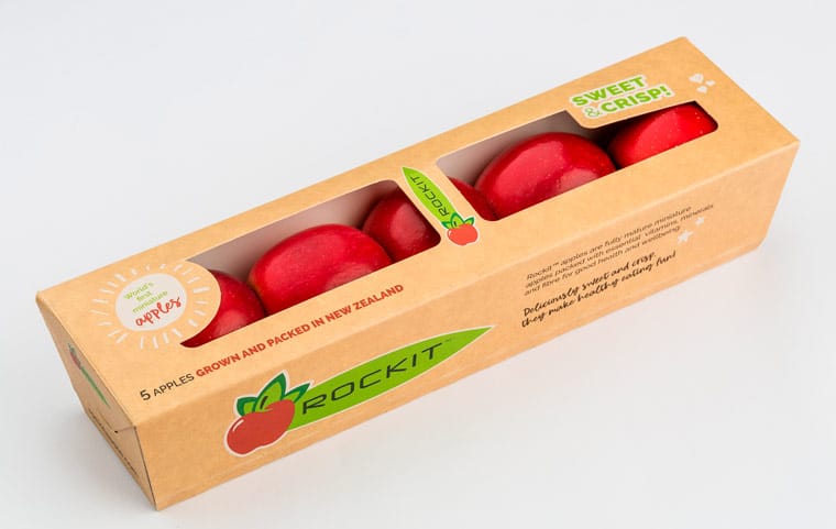 Apples packaged in eco-friendly cardboard box