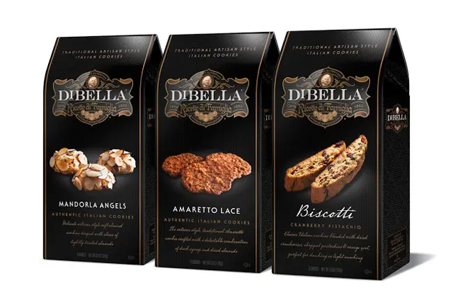 Black packaging for Italian cookies