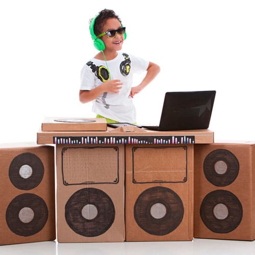 Cardboard DJ console for a kid