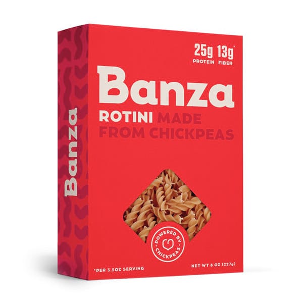 Red packaging with window for pasta