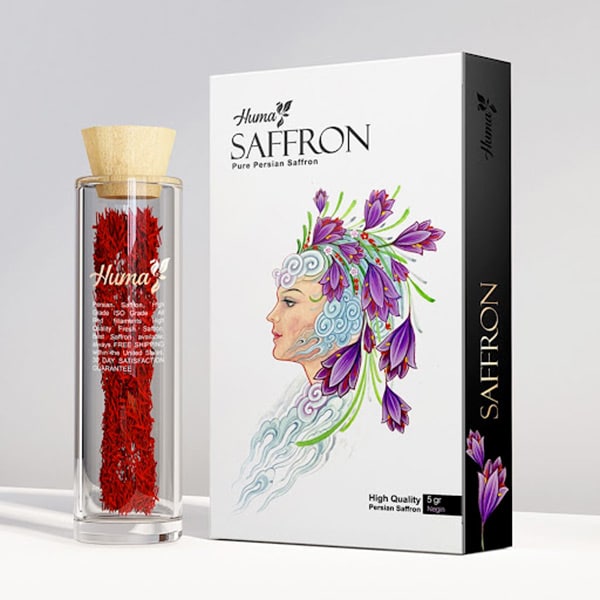 Graphically enticing box for high quality saffron