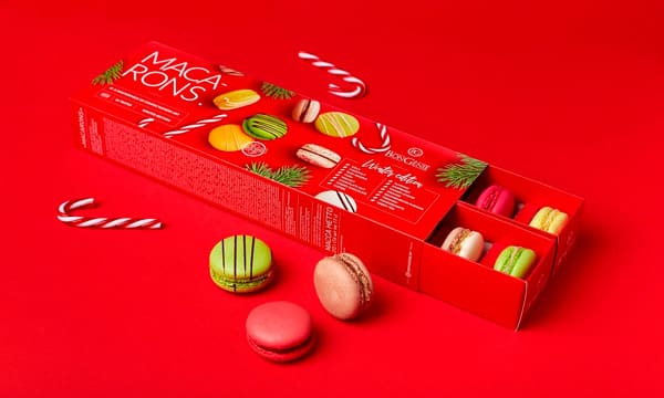 macarons xmas edition red pull out box