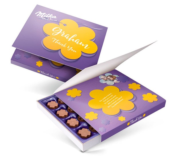 Milka chocolate package with personalized messaging