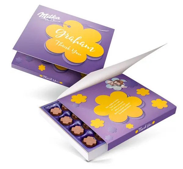 Packaging cioccolatini Milka con personalizzazione