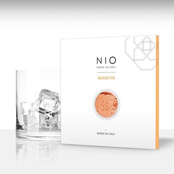 Minimal and elegant packaging for single serve cocktails by NIO