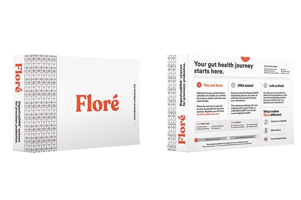 Florè probiotics analyzer front back box design