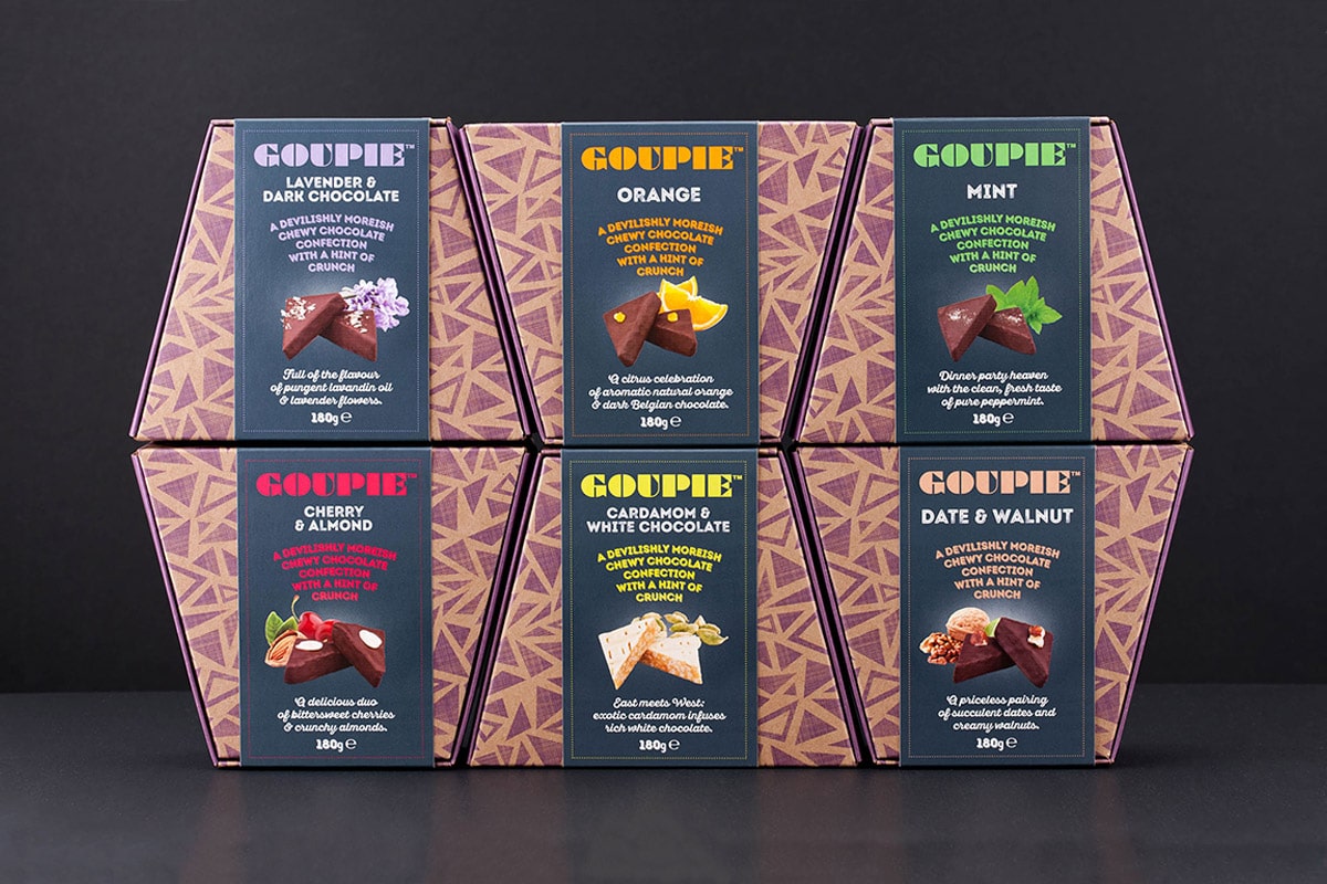 sleeve goupie chocolates packaging design