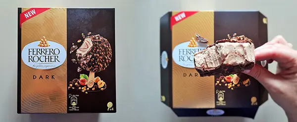 New Ferrero Rocher Dark ice cream packaging