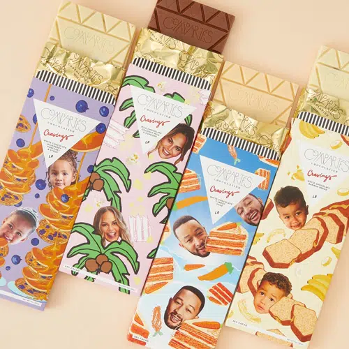 Packaging for testimonial chocolate bars with embellishments