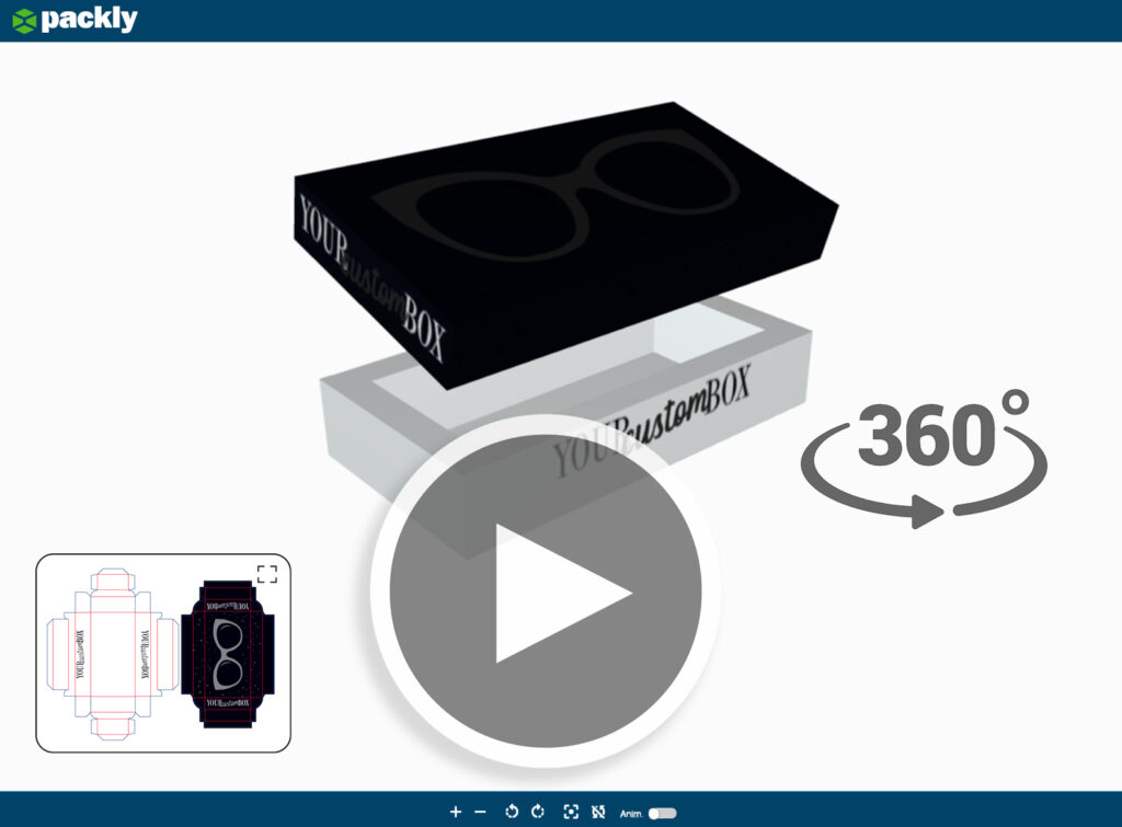 The 360° 3D preview of the eyewear box