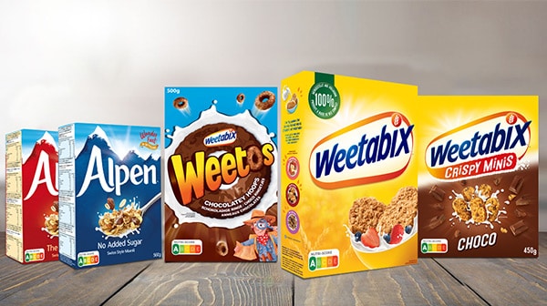 Weetabix product packaging with Eco-score