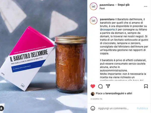 The Love Jar by Pavé Milano and its packaging on IG