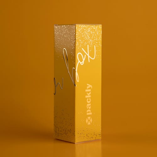 Gen Z Yellow tuck end box with gold foil