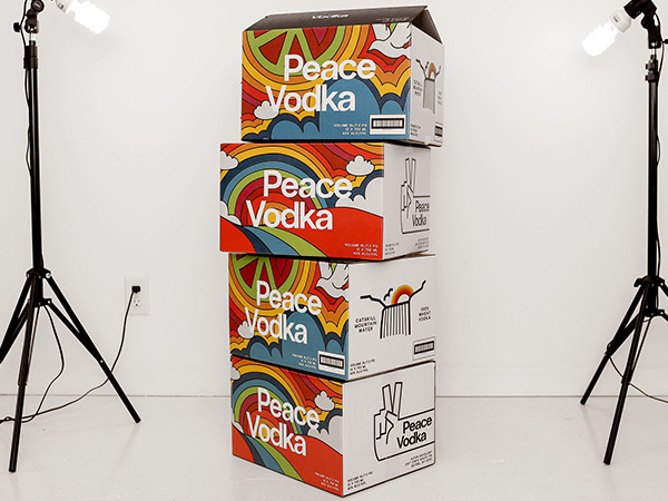 Peace Vodka's packaging in corrugated cardboard