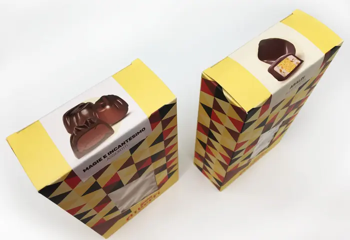 etiqueta de embalaje de bombones de chocolate