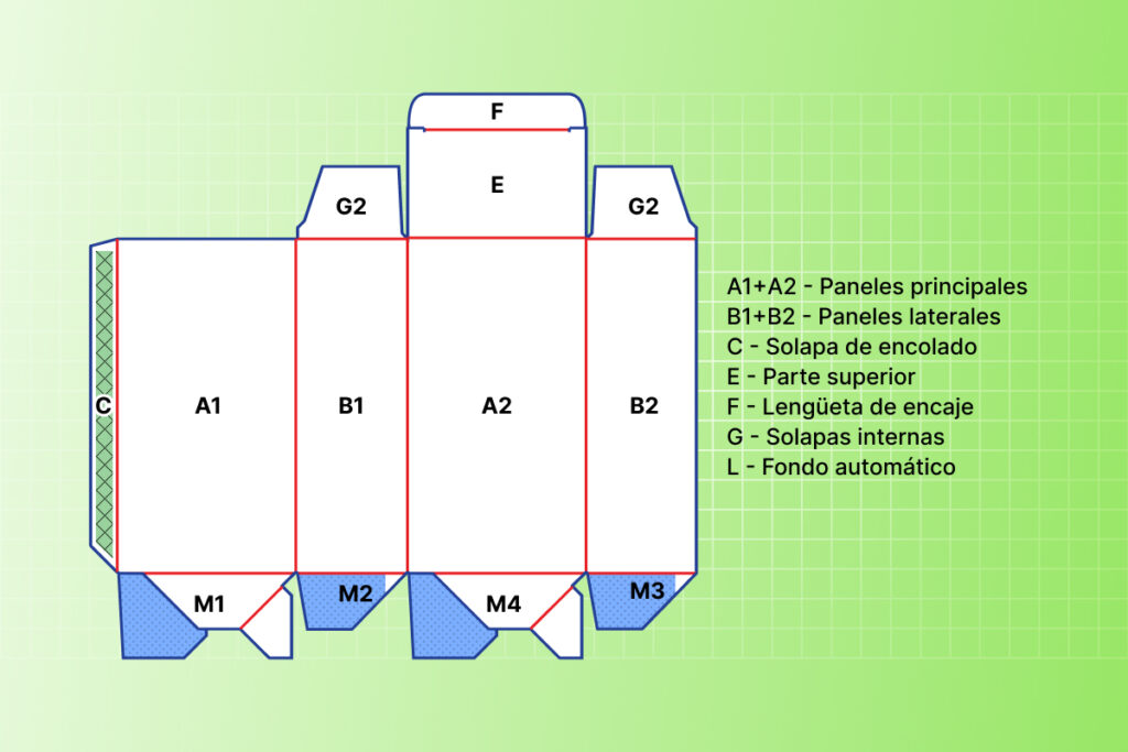 Secciones del cuerpo de la caja
