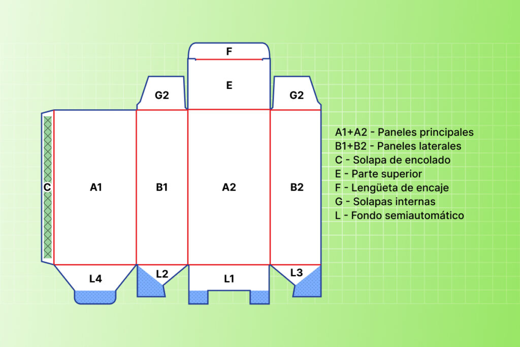 Secciones del cuerpo de la caja