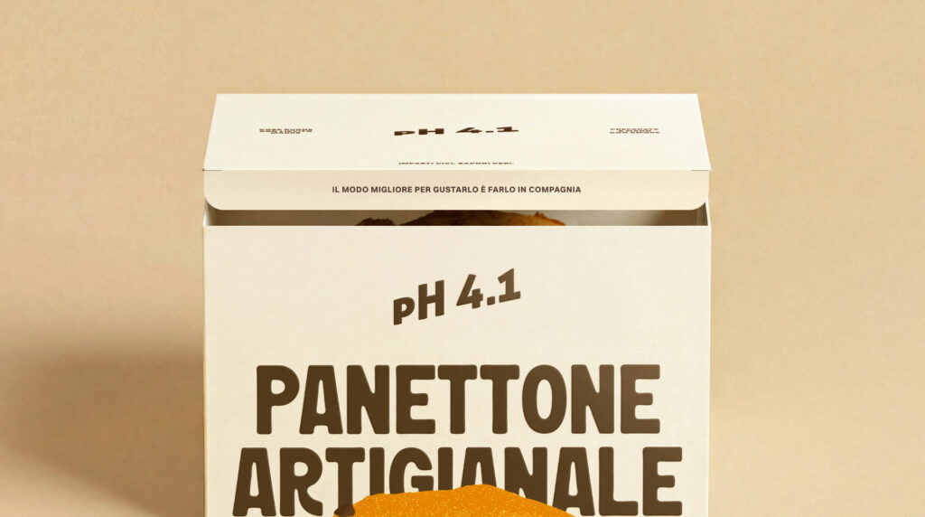 Detailansicht der Schachtel für handwerklich hergestellten Panettone
