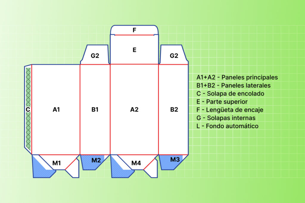 Secciones del cuerpo de la caja
